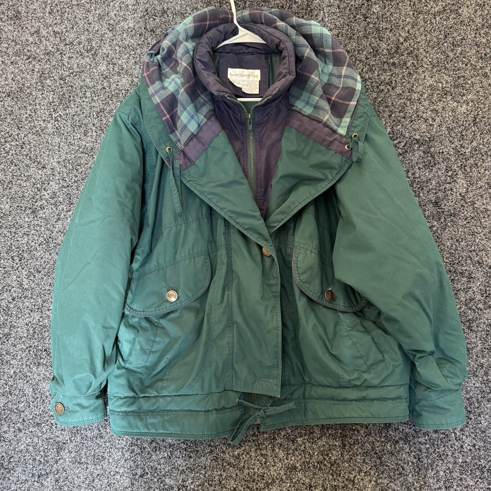 Vtg Paris Sport club Men's jacket Blue/ Green‎ Plaid Size Large